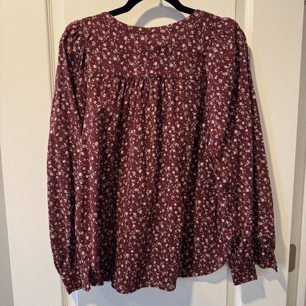 LOFT- Wine Colored-- Size Large- Peasant Blouse